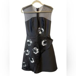 Sachin & Babi Noir Nina Sequin Appliqué Tulle Fit & Flare Dress Black Size 6